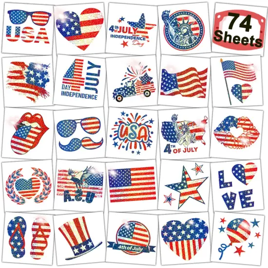 Glitter 4th of July Temporary Tattoos for Kids {1}