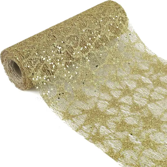 Gold Glitter Mesh Star Web Ribbon Yards Roll Gold Mesh Fabric Ribbon Decorative Mesh Gold Mesh Ribbon {5}