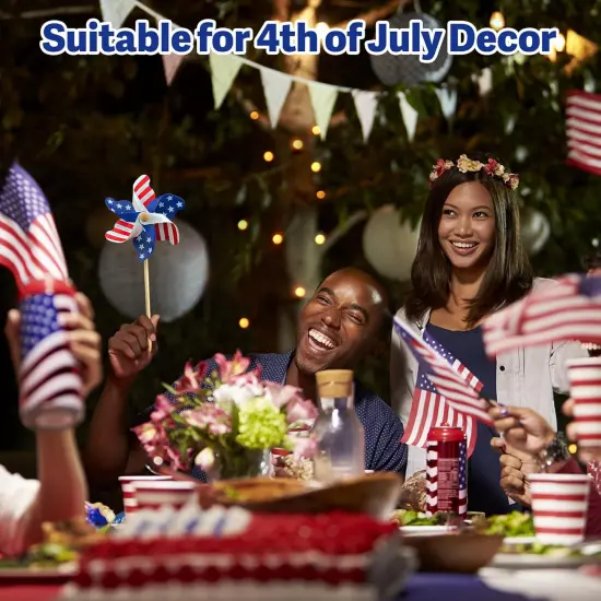 12 Pack Patriotic Pinwheels, American Flag Pinwheels, Wind Spinners for Yard for 4th of July Decor {5}