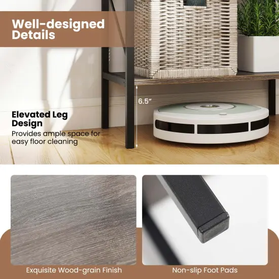 Costway 1/2 PCS 5-Tier Bookshelf, Industrial Tall Bookcase with Open Storage Shelves & Metal Frame Oak {5}