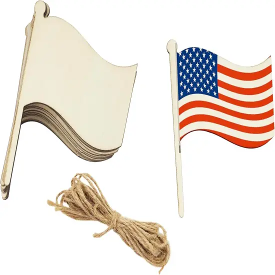 30 Pack 4 Inch Wood Flag Crafts Unfinished {1}