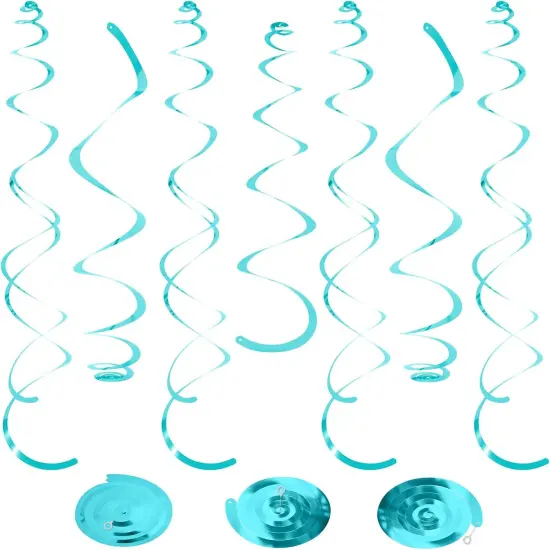 24 PCS Teal Hanging Swirl Decorations {1}