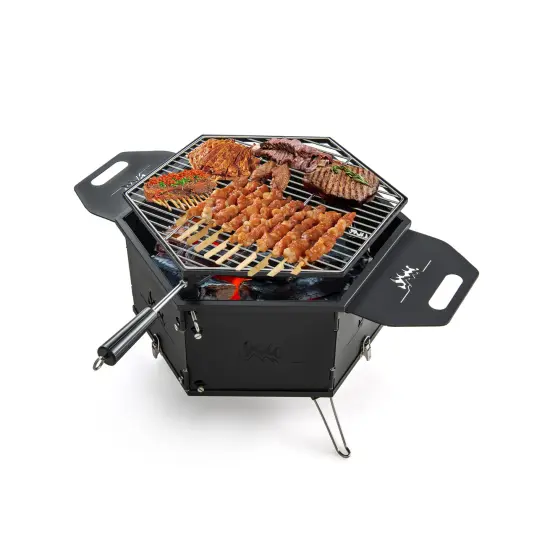 3-in-1 Portable Hibachi Charcoal Grill Carbon Steel & Stainless Steel {1}