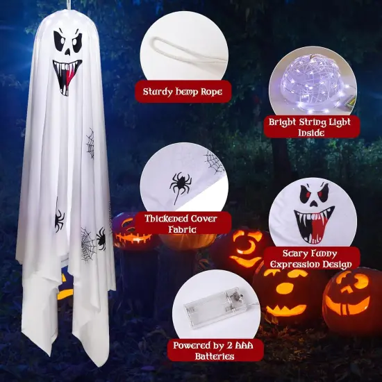 Spooky Halloween Ghost with String Lights {2}