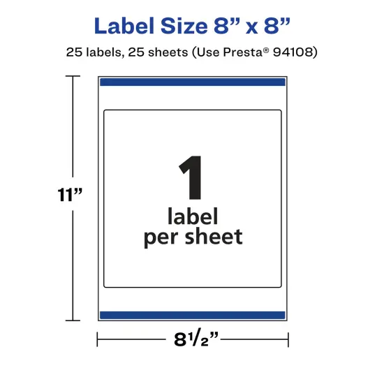Avery Glossy Clear Square Labels with Sure Feed, 8" x 8" {5}