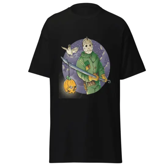 Unisex Halloween jason with spear fashion T-shirt {1}