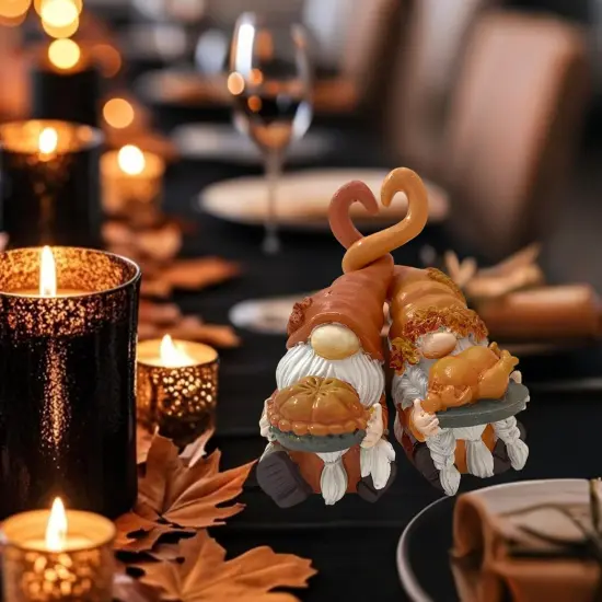 Resin Gnomes for Fall Decor Indoor Home(Orange and White) {2}