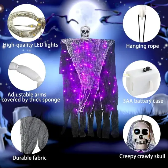 2 Pack Hanging Light Ghost Spooky Skeletons Decor Supplies {2}