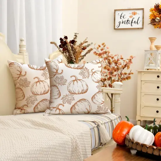 Set of 2 Fall Pillow Covers 20x20 Inch {5}