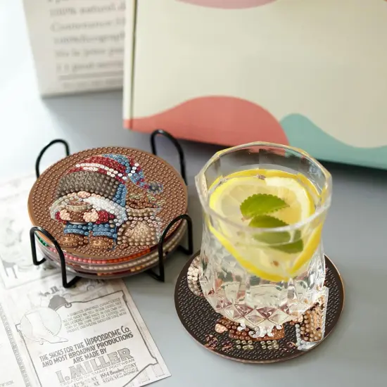 Gnome Coffee Diamond Painting Coasters Kits for Adults {4}