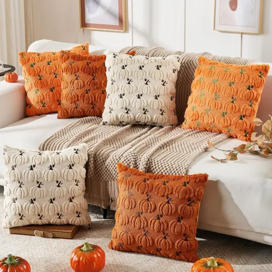 Set of 2 Fall Throw Pillow Covers 18x18 {4}
