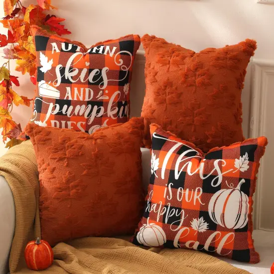 2 Packs Double Sided Throw Pillow Covers Rust Red - 16x16inch {1}