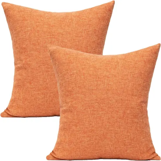 Set of 2 Orange Fall Throw Pillow Covers 20x20 {2}