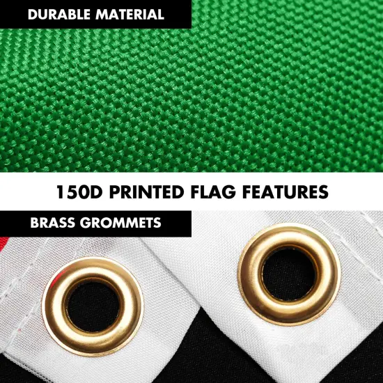 G128 Combo Pack: 6 Ft Twist Free Aluminum Spinning Flagpole (White) & Libya Flag | 3x5 Ft | LiteWeave Pro Series Printed 150D Polyester | Pole with Flag Included {4}