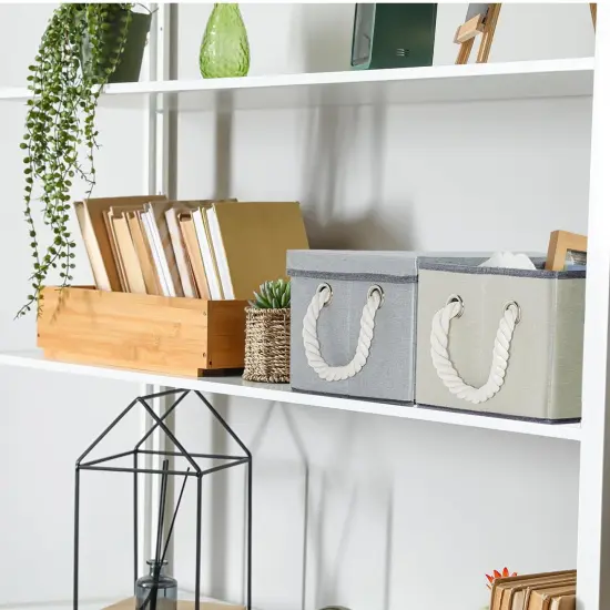 Large Fabric Storage Bins for Shelves with Handles 3 Pack | Storage Baskets for Organizing and Cloth Bins | Folding Rectangle Closet storage bins for Cloth and Magazine,Beige,15"W x 10.5"D x 8.5"H {3}