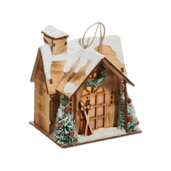 5" Lighted Lodge House Ornaments {4}