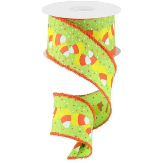 2.5" Candy Corn Drift Edge Ribbon: Lime (10 Yards) {1}