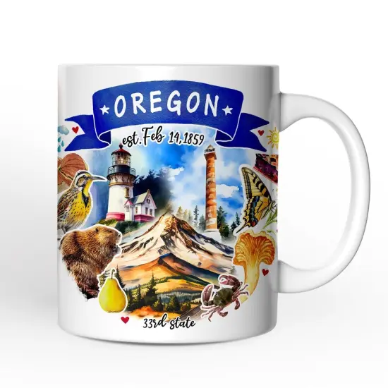 Artistic Oregon State Themes and Landmarks Mug {1}