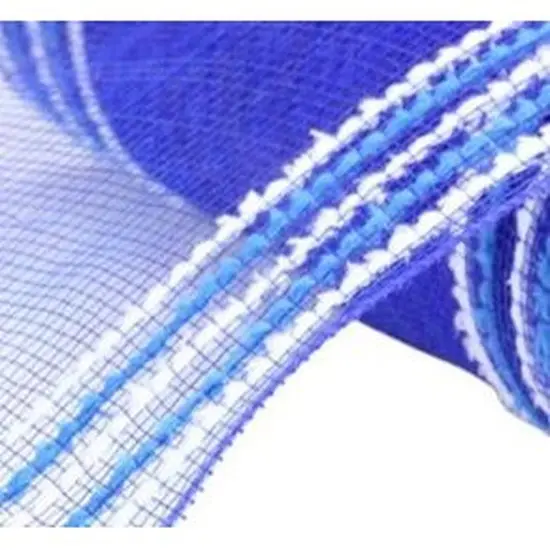 10.5" Drift Border Edge Mesh Ribbon: Royal Blue/White (10 Yards) {2}