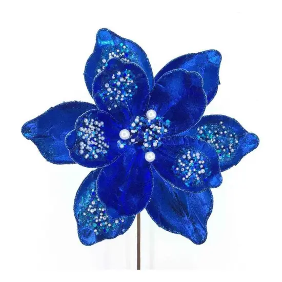 21" Sequin Magnolia Bloom Spray: Blue {4}