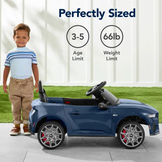 Best Choice Products Kids 12V Electric Ride-On Car Officially Licensed Ford Mustang w/ Remote, LED Lights Blue {5}