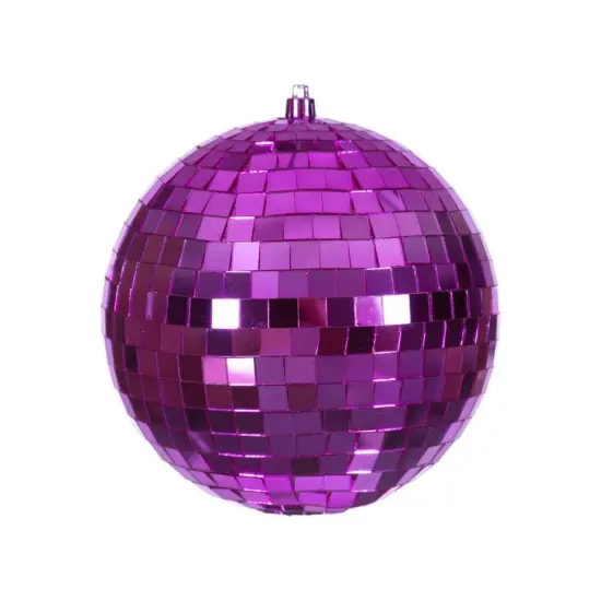 6" Fuchsia Mirror Ball Ornament {1}