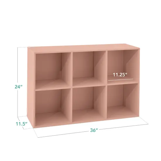 Best Choice Products 6-Cube Bookshelf, 11in Display Storage System, Organizer w/ Removable Back Panels Light Pink {2}