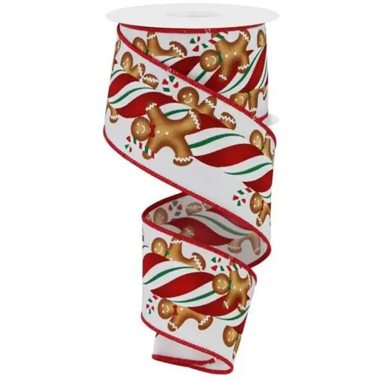 2.5" Gingerbread Kids Candy Ribbon: White (10 Yards) {1}