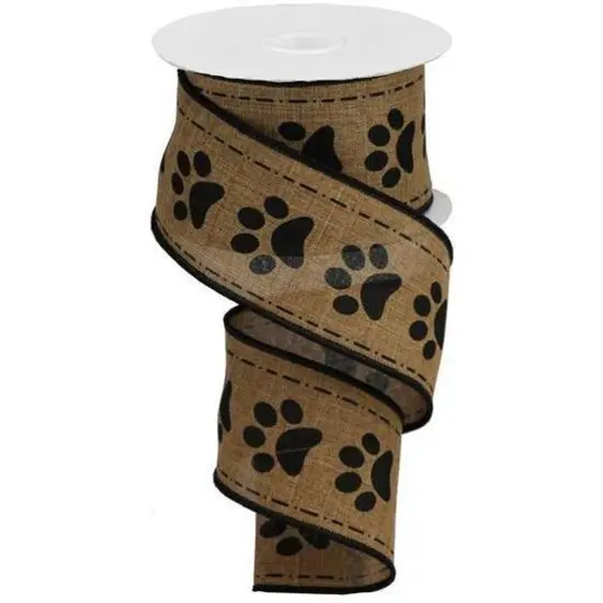 2.5" Large Paw Print Royal Ribbon: Tan (10 Yards) {1}