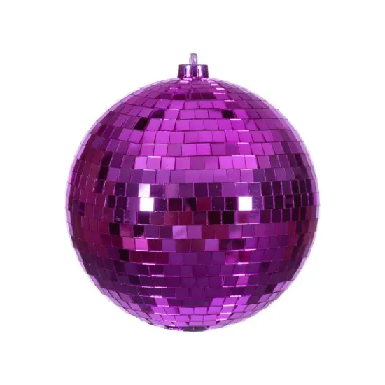 8" Fuchsia Mirror Ball Ornament {1}