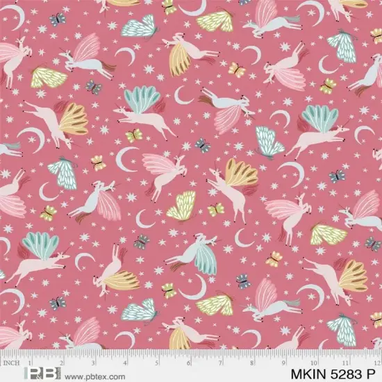 Pink Mystical Kingdom Unicorns 44"/45" Fabric Per Yard {1}