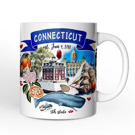 Artistic Connecticut State Themes and Landmarks Mug {1}