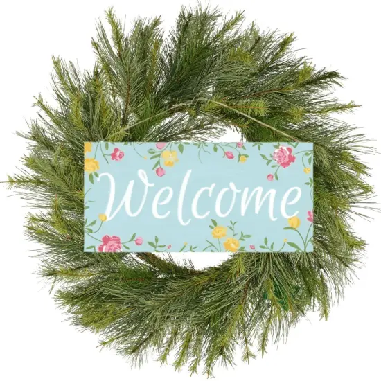 12" Wooden Sign: Welcome Floral Sign {3}