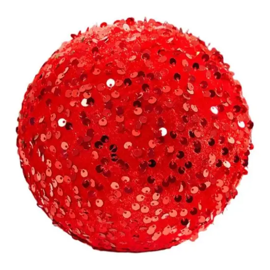 6" Sequin Ball Ornament: Red {1}
