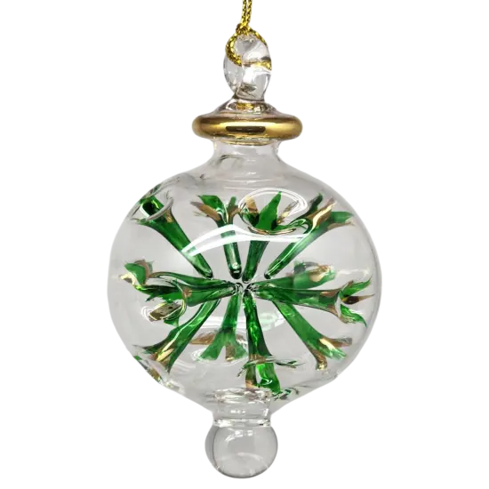 Blown Glass Pierced Starburst Ornament - Green {1}
