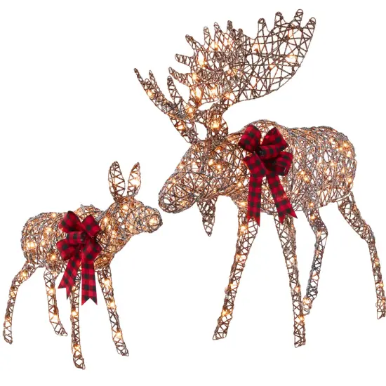 Best Choice Products 2-Piece Moose Family Lighted Christmas Yard D&eacute;cor Set w/ 370 LED Lights, Stakes, Zip Ties Gold {7}