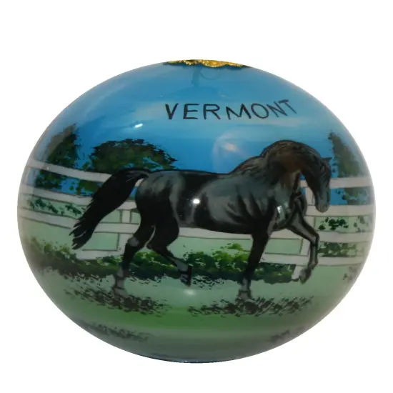 Hand Painted Glass Globe Ornament - The Vermont Morgan Horse {1}