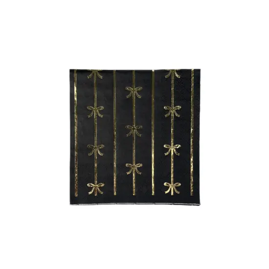 BLACK NOIR & GOLD SIGNATURE BOW SMALL NAPKINS {1}