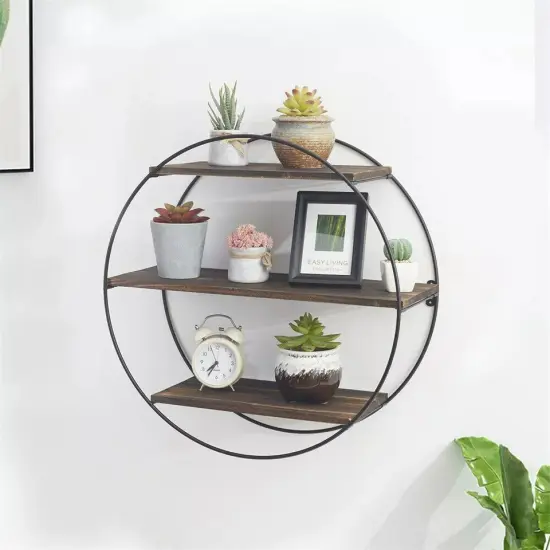 3 Tiers Round Wall Mounted Floating Shelf for Bathroom Bedroom Living Room Decor {4}