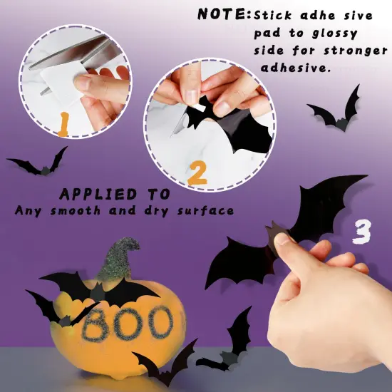 Halloween Party Supplies Hallween Decorations Bats Wall Decor 140PCS Realistic PVC 3D Black Scary Bat Sticker for Creepy Home Decor Halloween Party Decorations DIY Wall Decal Bathroom Indoor Halloween {4}