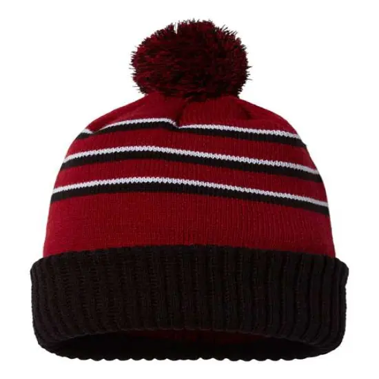 Richardson&reg; Pom Cuffed Beanie Cardinal/Black/White {1}