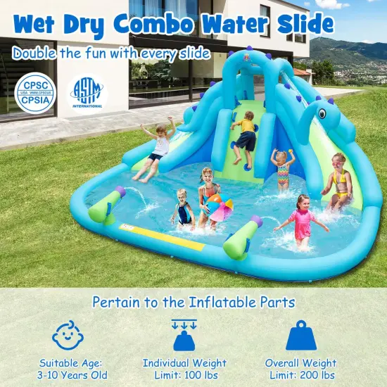 Costway Inflatable Water Slide, Blowup Water Park with Dual Slides & 584W Blower {5}