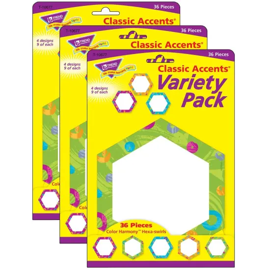 Color Harmony&trade; Hexa-swirls Classic Accents&reg; Variety Pack, 36 Per Pack, 3 Packs {1}
