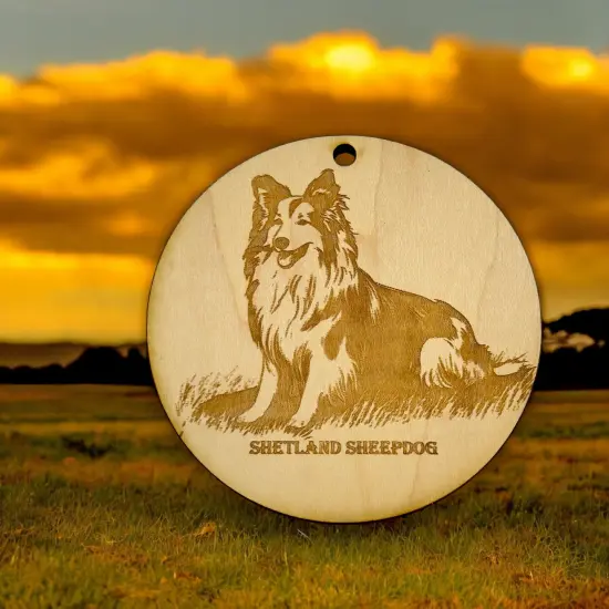 Ornament - Shetland SheepDog Raw Wood {3}