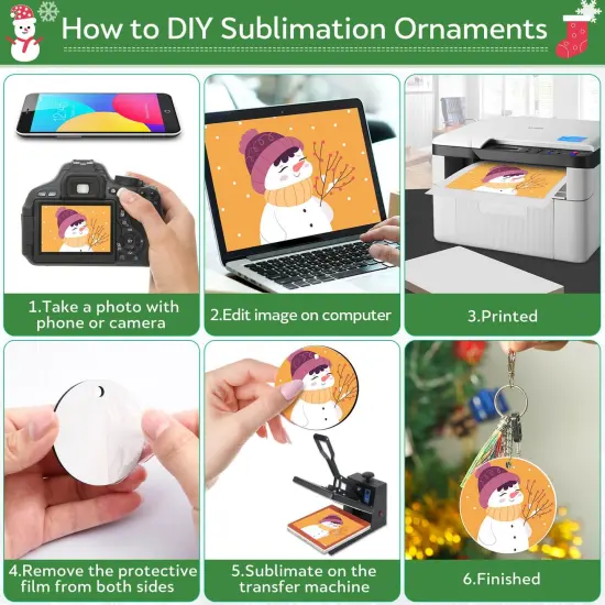 3 inc Round Sublimation Ornament Blanks, 30 Pieces - For Christmas Tree Decor and DIY Crafts (3 inches) {4}