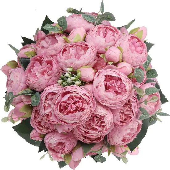 4 Packs of Artificial Peonies - 20 Silk Peony Heads with Stems for Home, Wedding, Mother's Day White {2}
