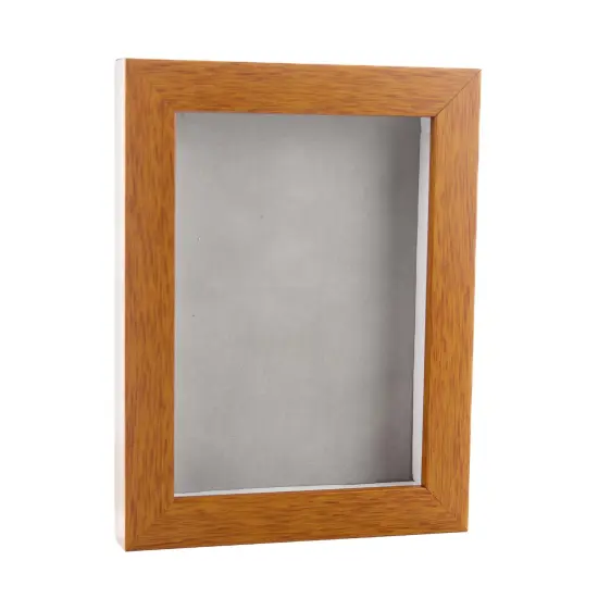 Warm Honey Brown Wood Shadow Box Frame with Acrylic Front - Light Brown Suede Backing, 30 Sizes {2}