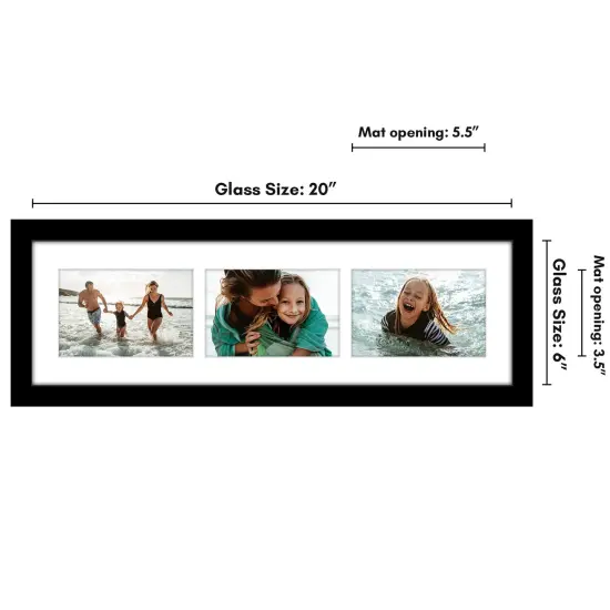 Americanflat 6x20 Collage Picture Frame - Fits Three 4x6 Photos or One 6x20 Picture {8}