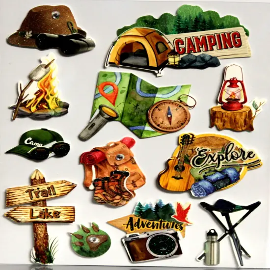 Designer Camping Dimensional Stickers {1}