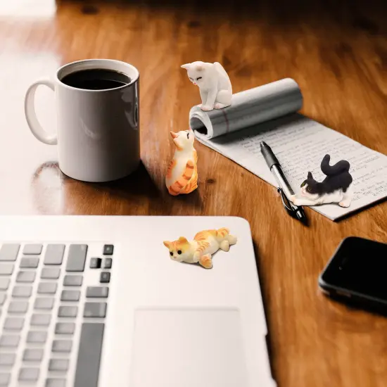 Cat Figurines, Dollhouse Cats w/ 1/12 scale Accessories, Realistic Hand Painted Mini Cat Decor, Cat Cake Toppers {4}